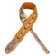 Amumu Suede Leather Jacquard Cotton Inlay Tan Guitar Strap -LE24-TN
